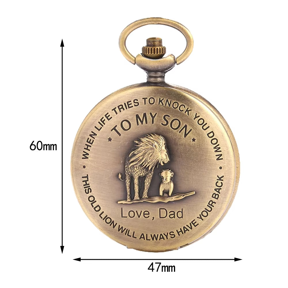 To My Son Pocket Watch Keychain – Love Dad | Lion Design Gift