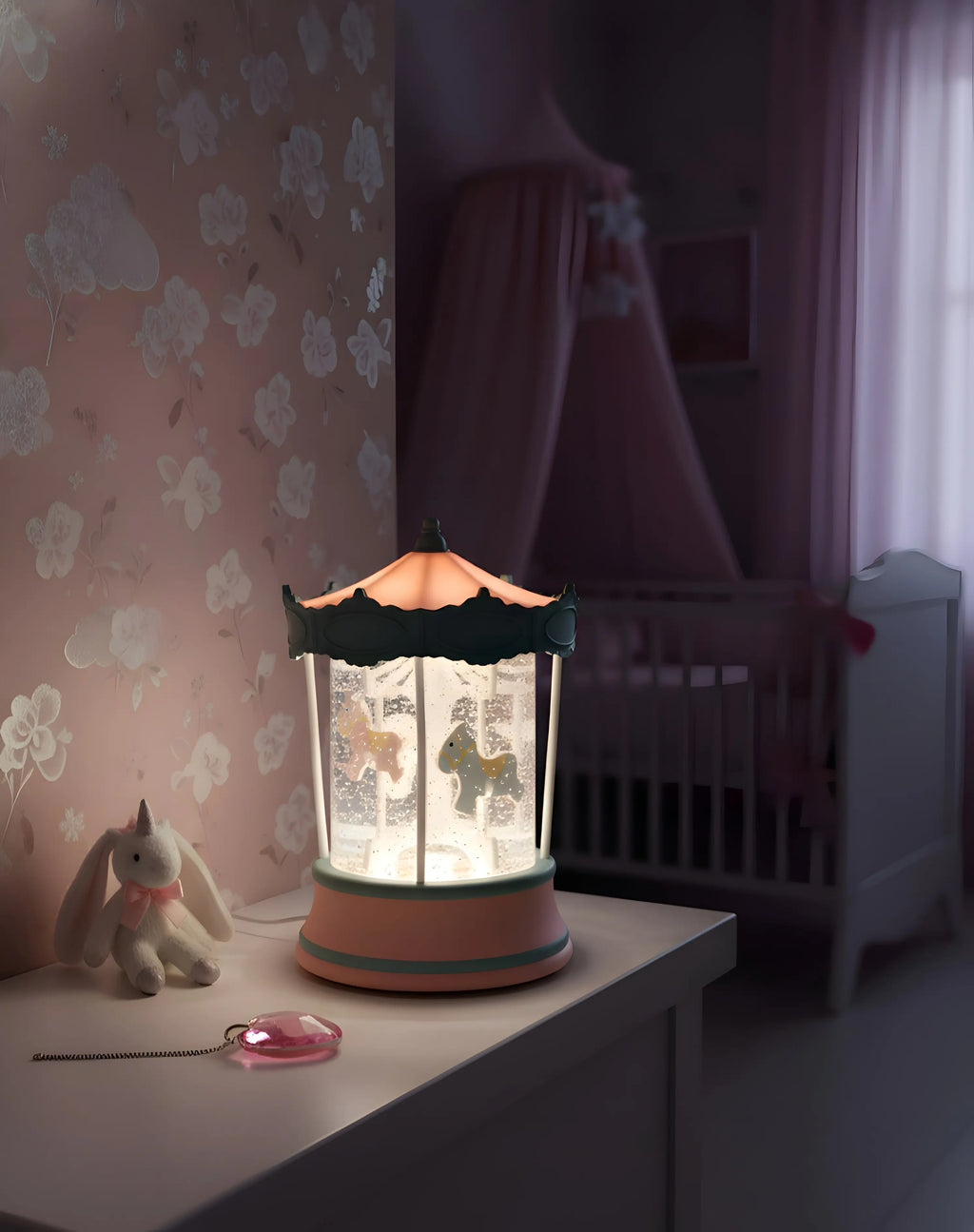 Unicorn Carousel Musical Water Globe