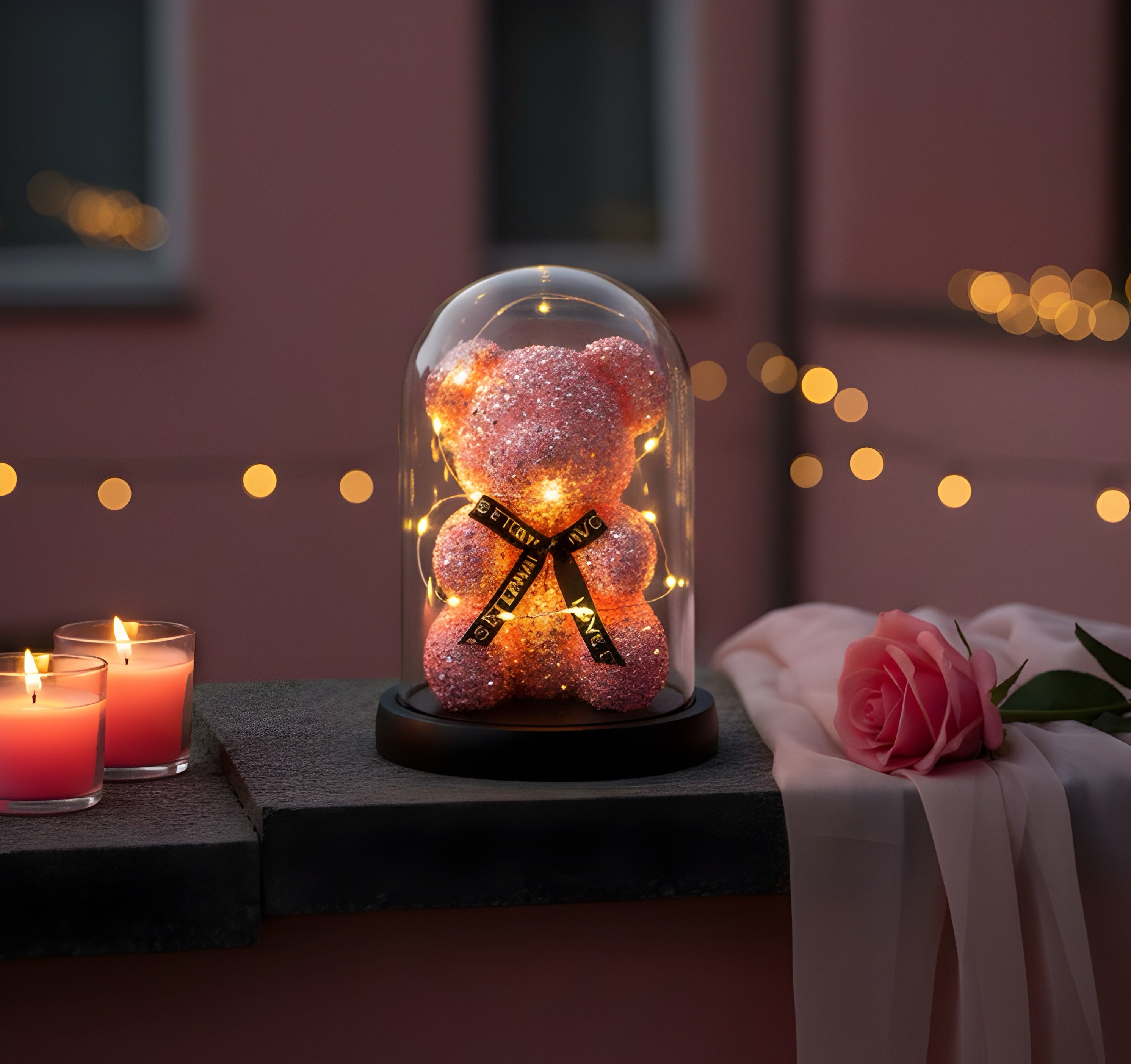 Luxury LED Foam Teddy Bear with Sparkling Finish – Perfect Gift (PINK)