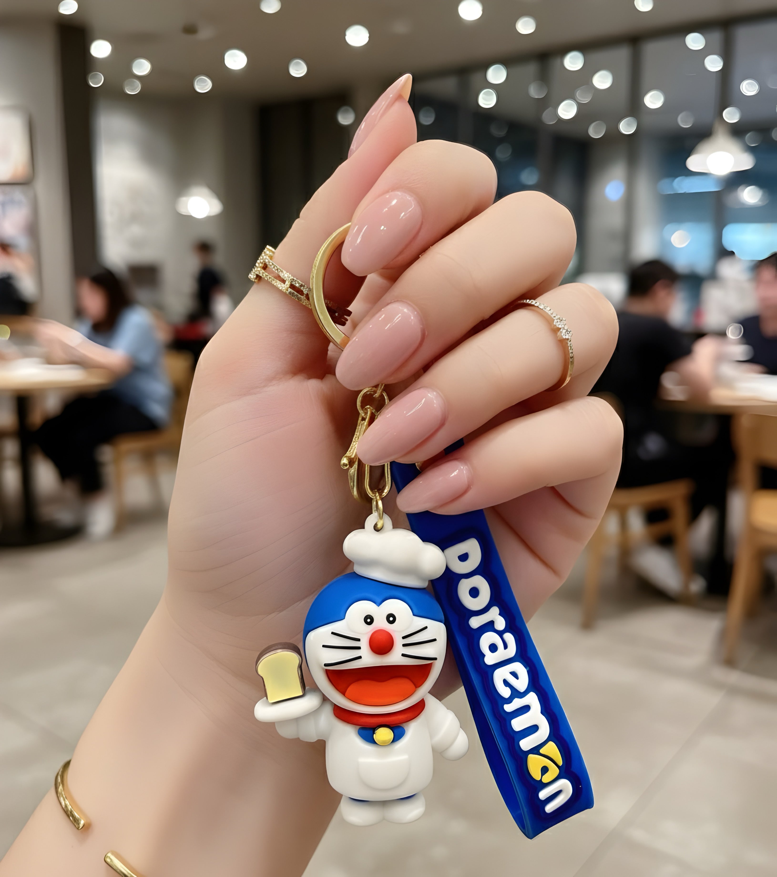 Doraemon Chef Figurine Silicone Keychain - Future Cat Robot Accessory
