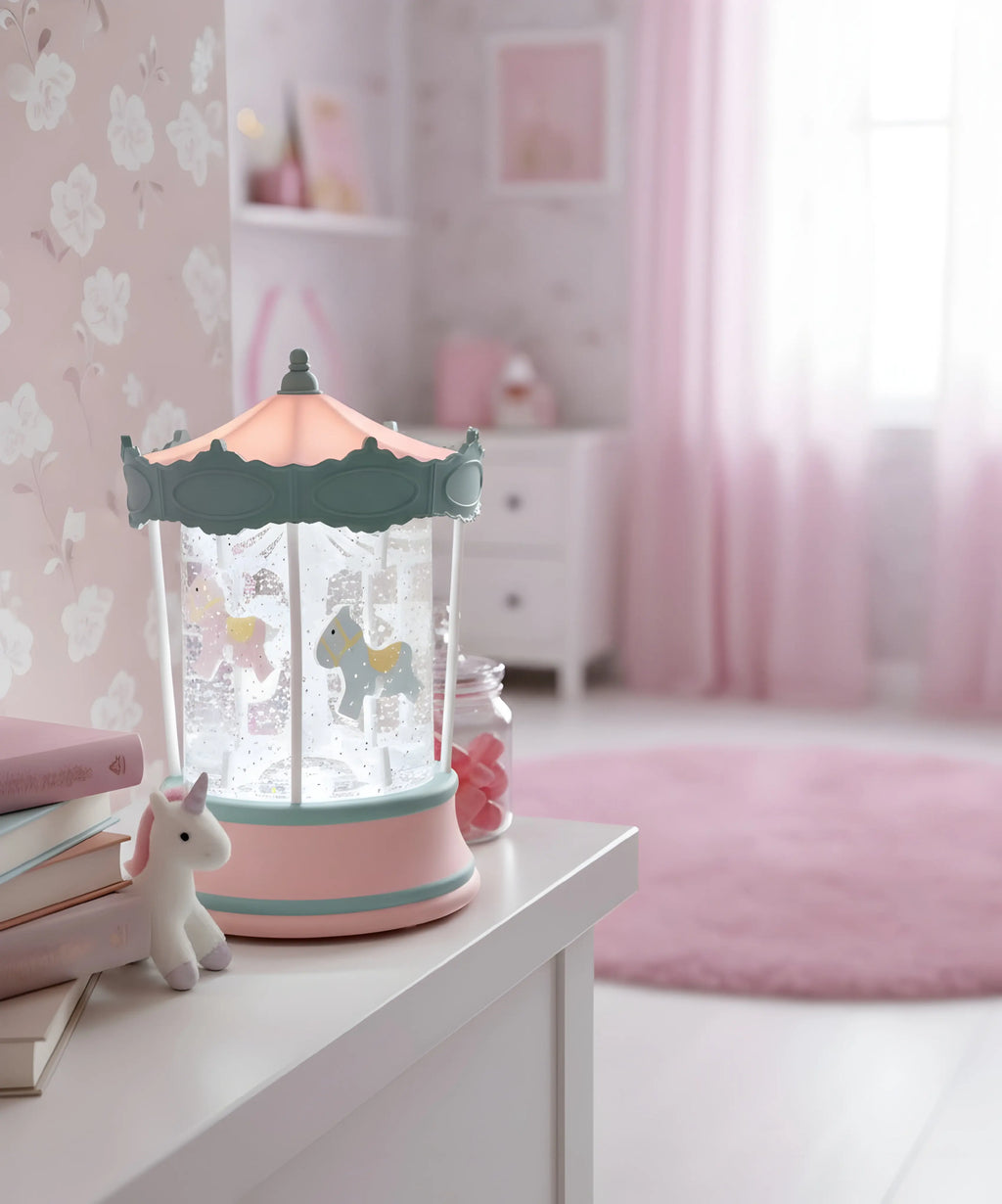 Unicorn Carousel Musical Water Globe