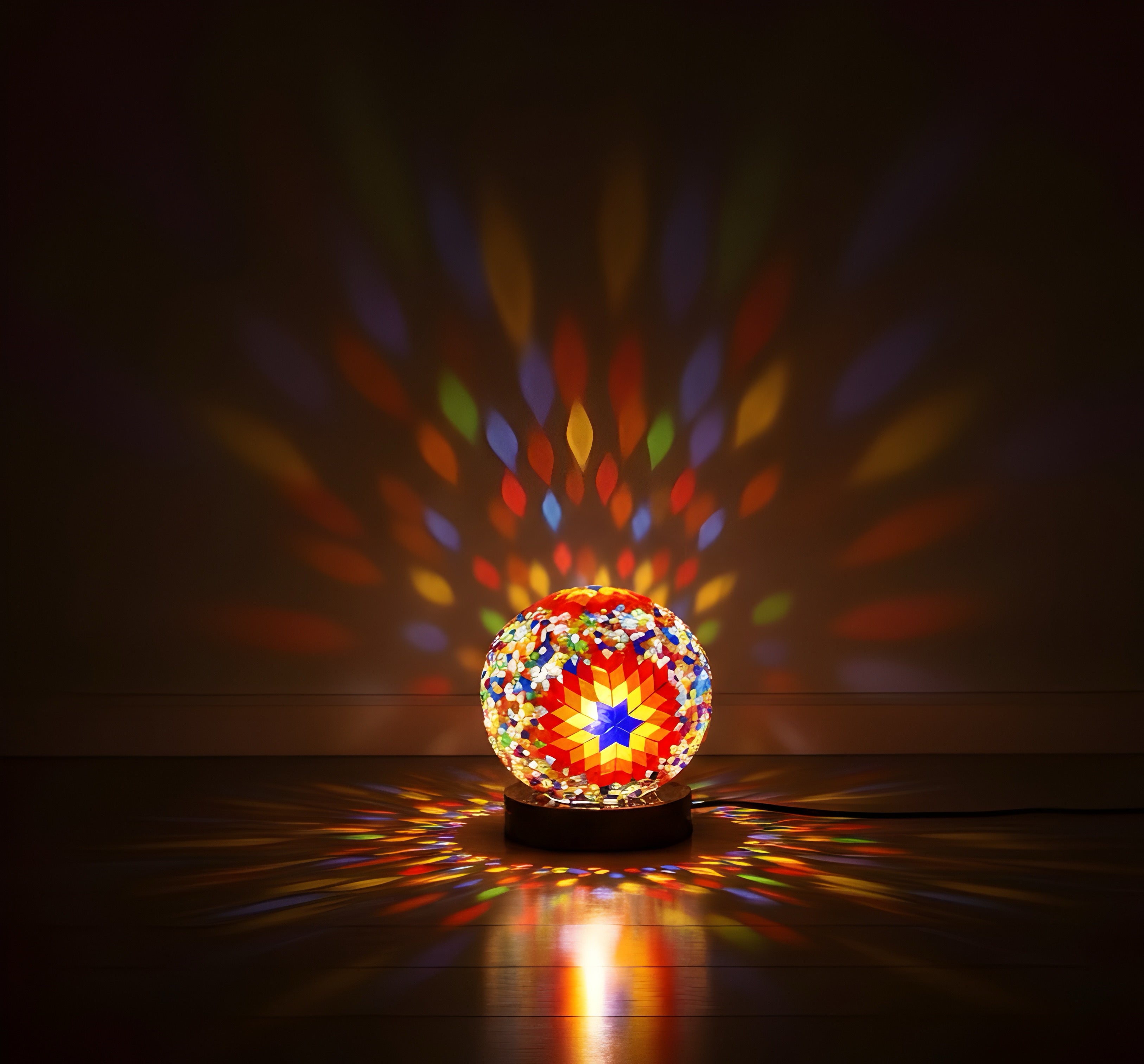 Handmade Turkish Mosaic Table Lamp with Aluminum Base