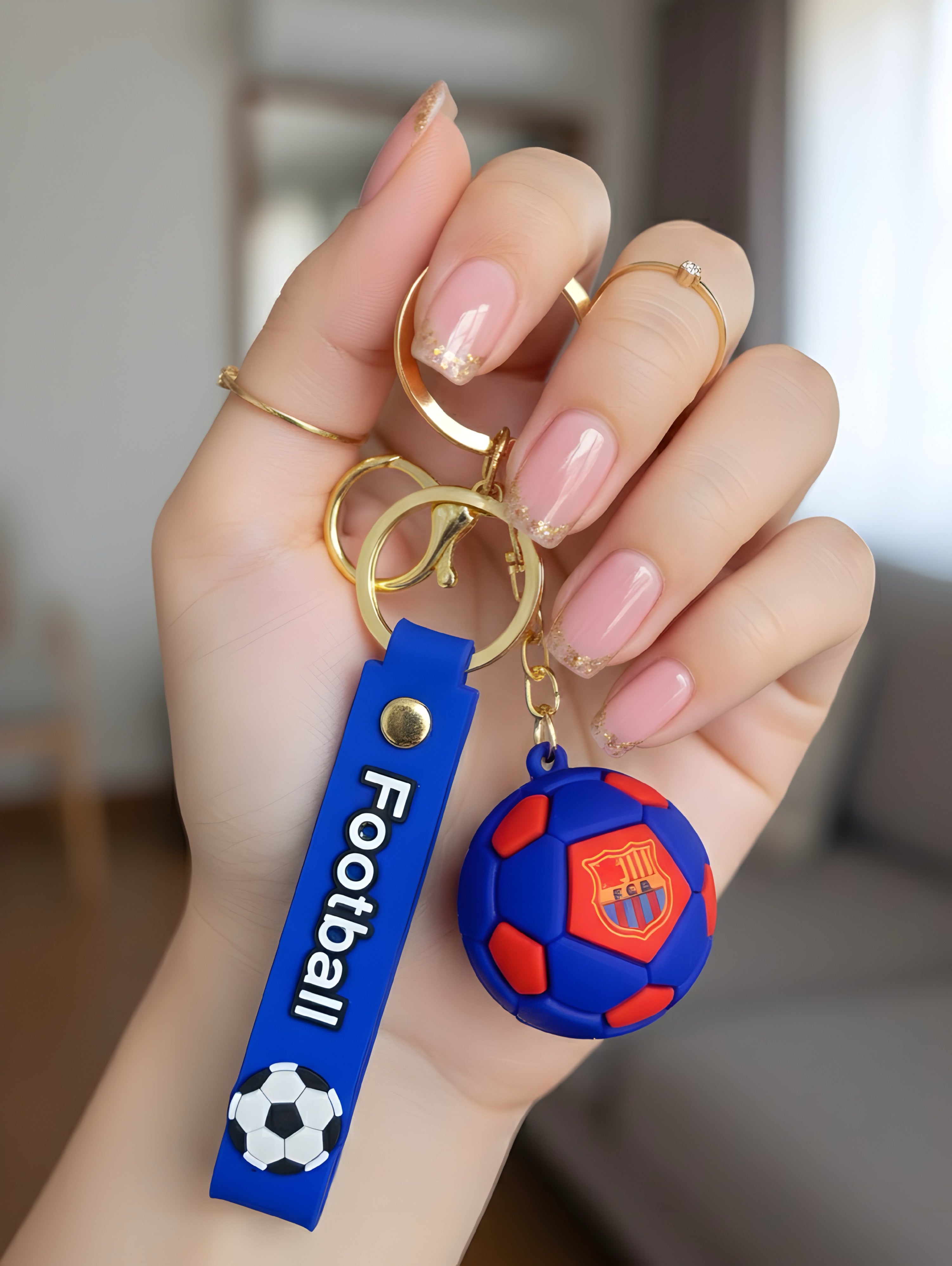 Football Club Crest Soccer Ball Silicone Keychain