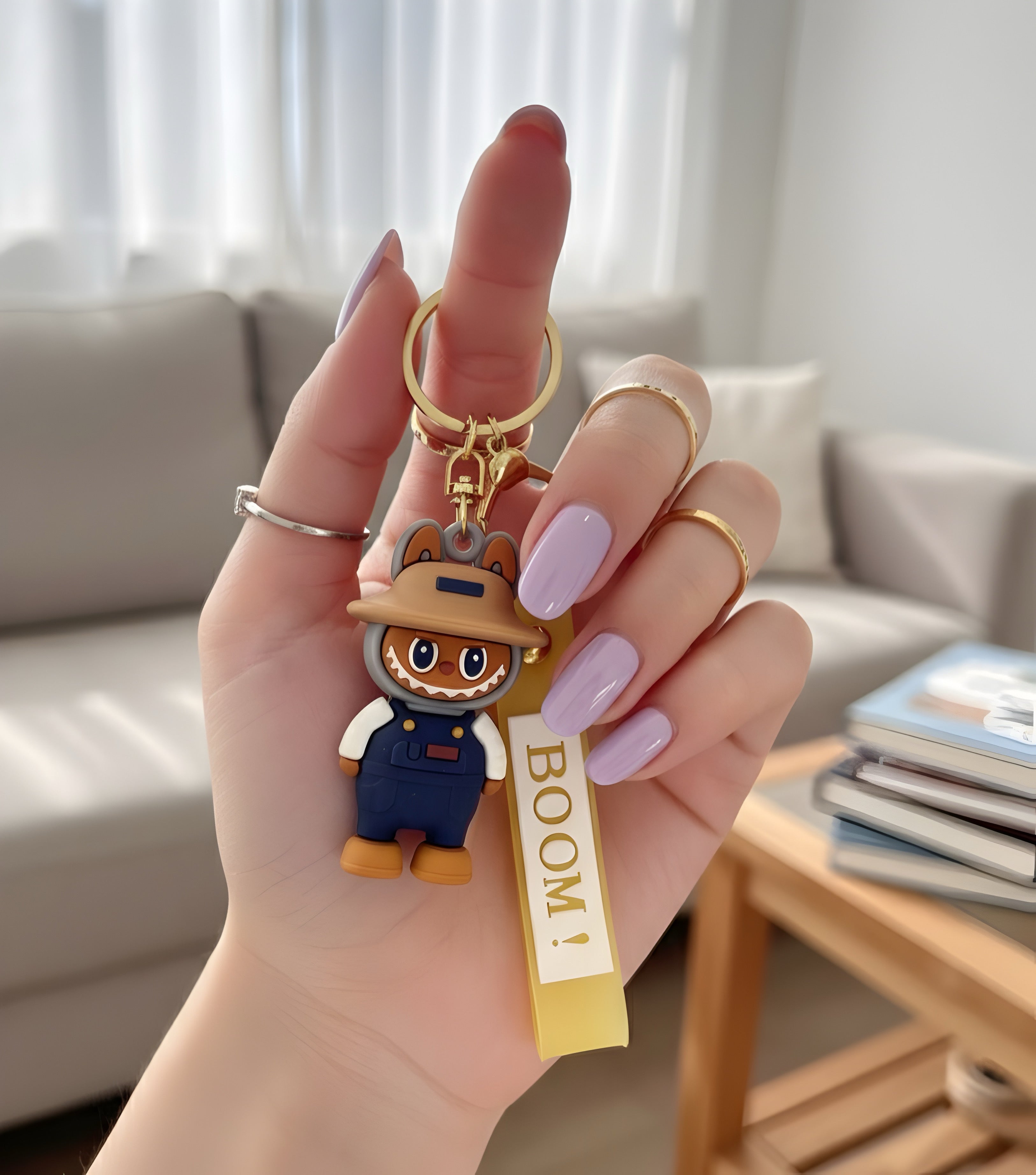 The Monsters Labubu Overalls Chibi Silicone Keyring