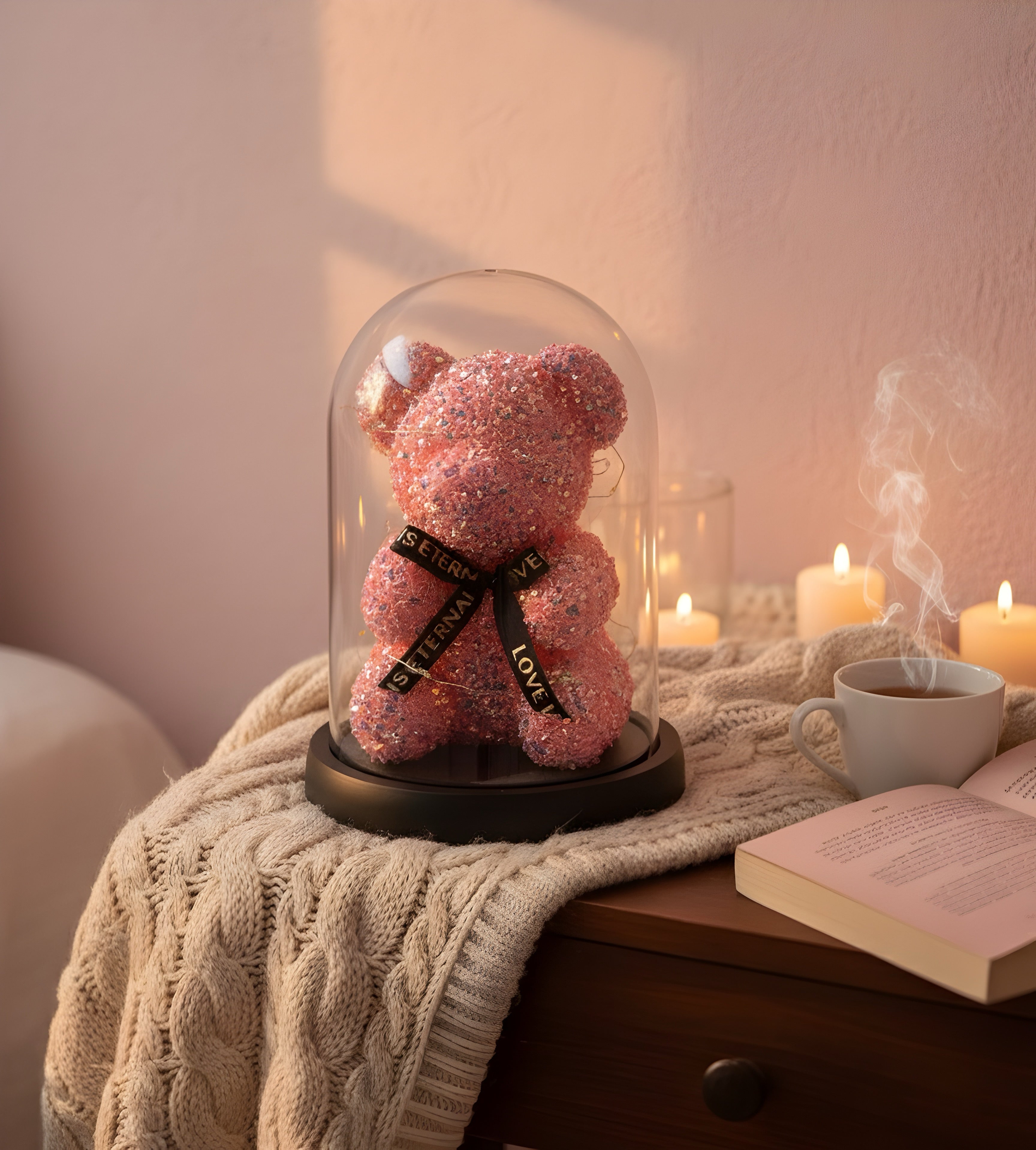 Luxury LED Foam Teddy Bear with Sparkling Finish – Perfect Gift (PINK)