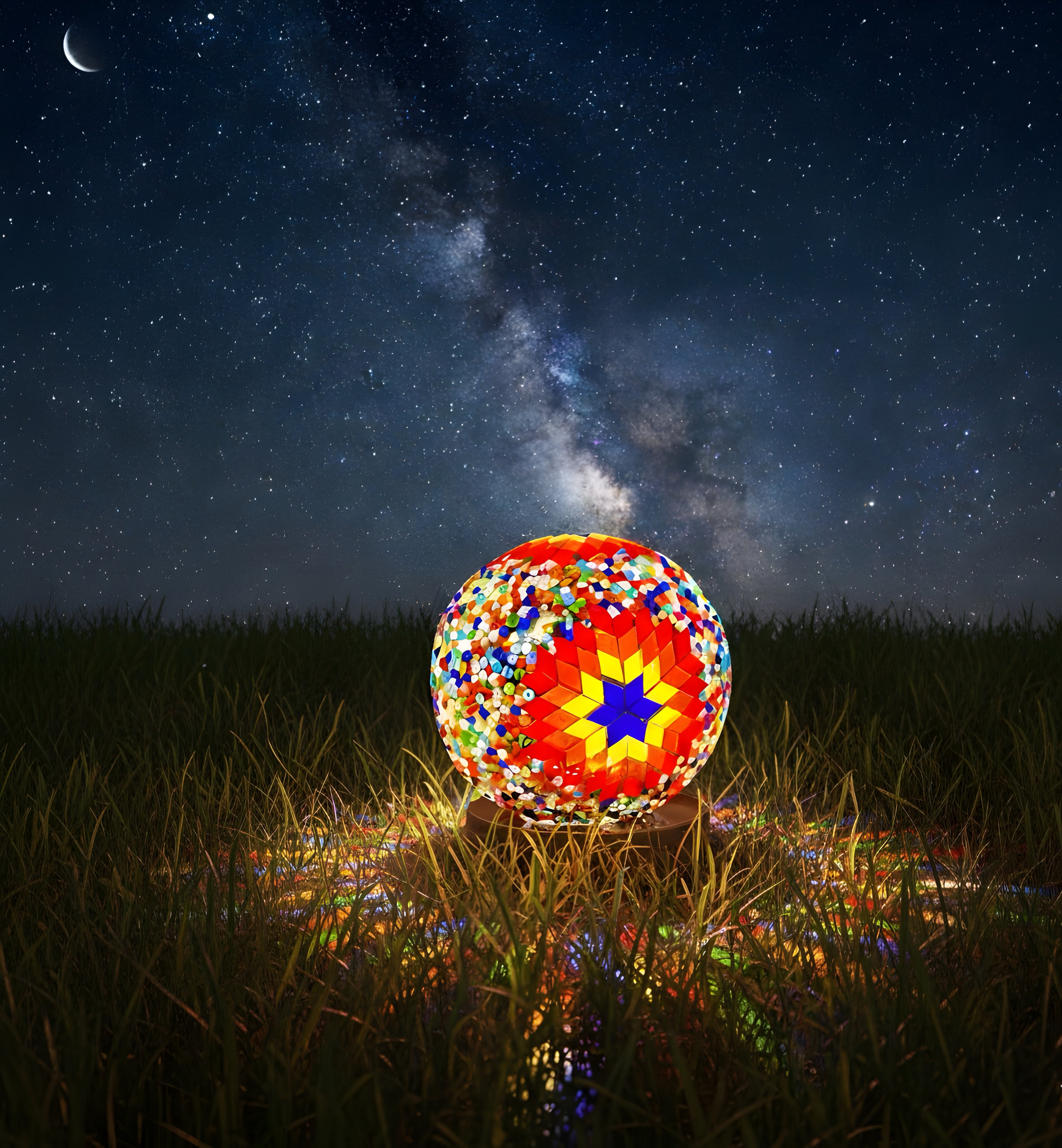 Handmade Turkish Mosaic Table Lamp with Aluminum Base