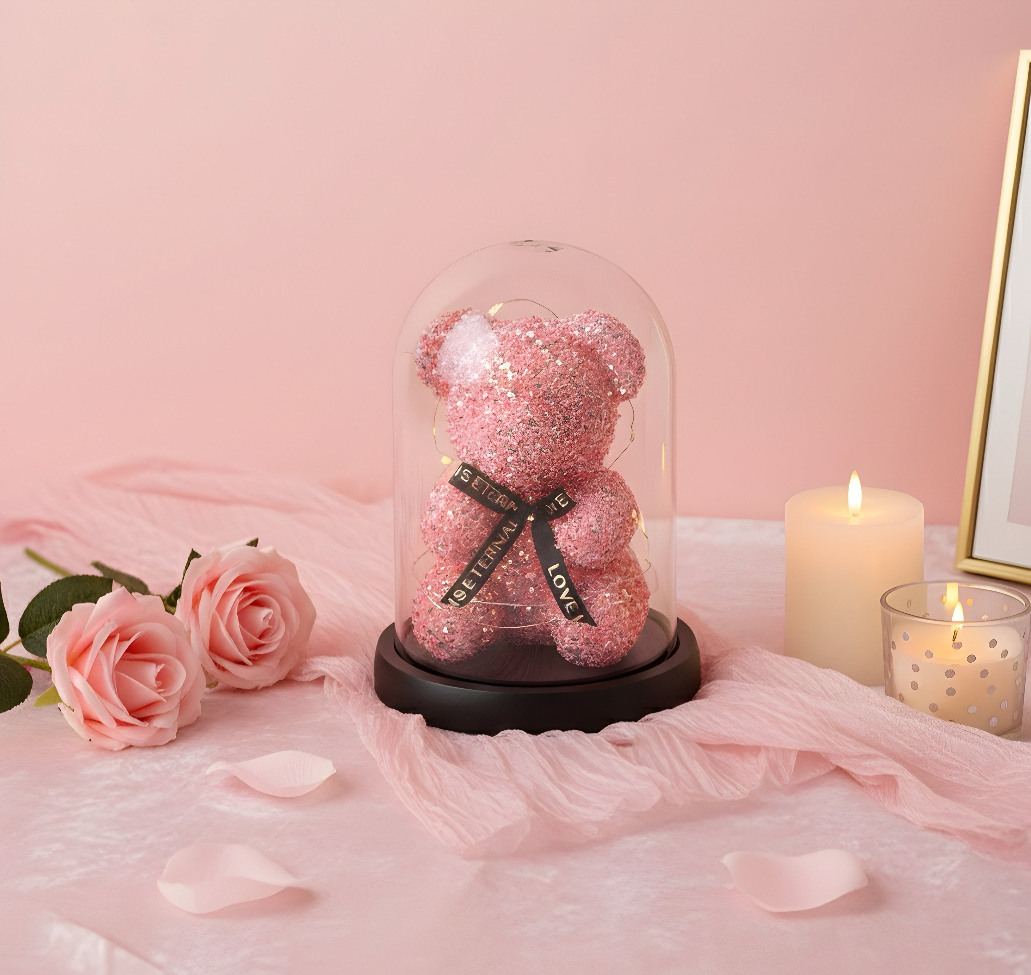 Luxury LED Foam Teddy Bear with Sparkling Finish – Perfect Gift (PINK)