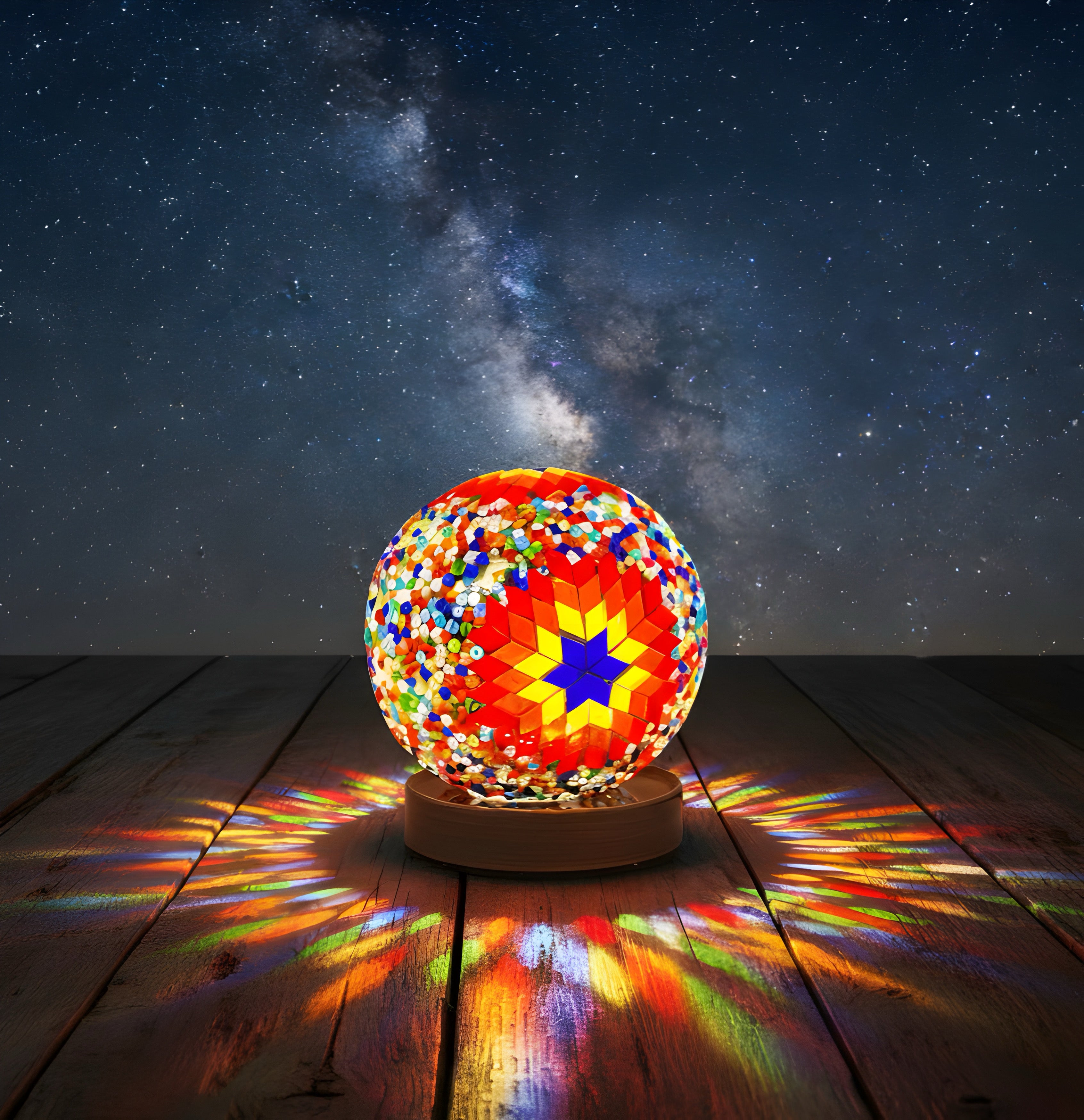 Handmade Turkish Mosaic Table Lamp with Aluminum Base