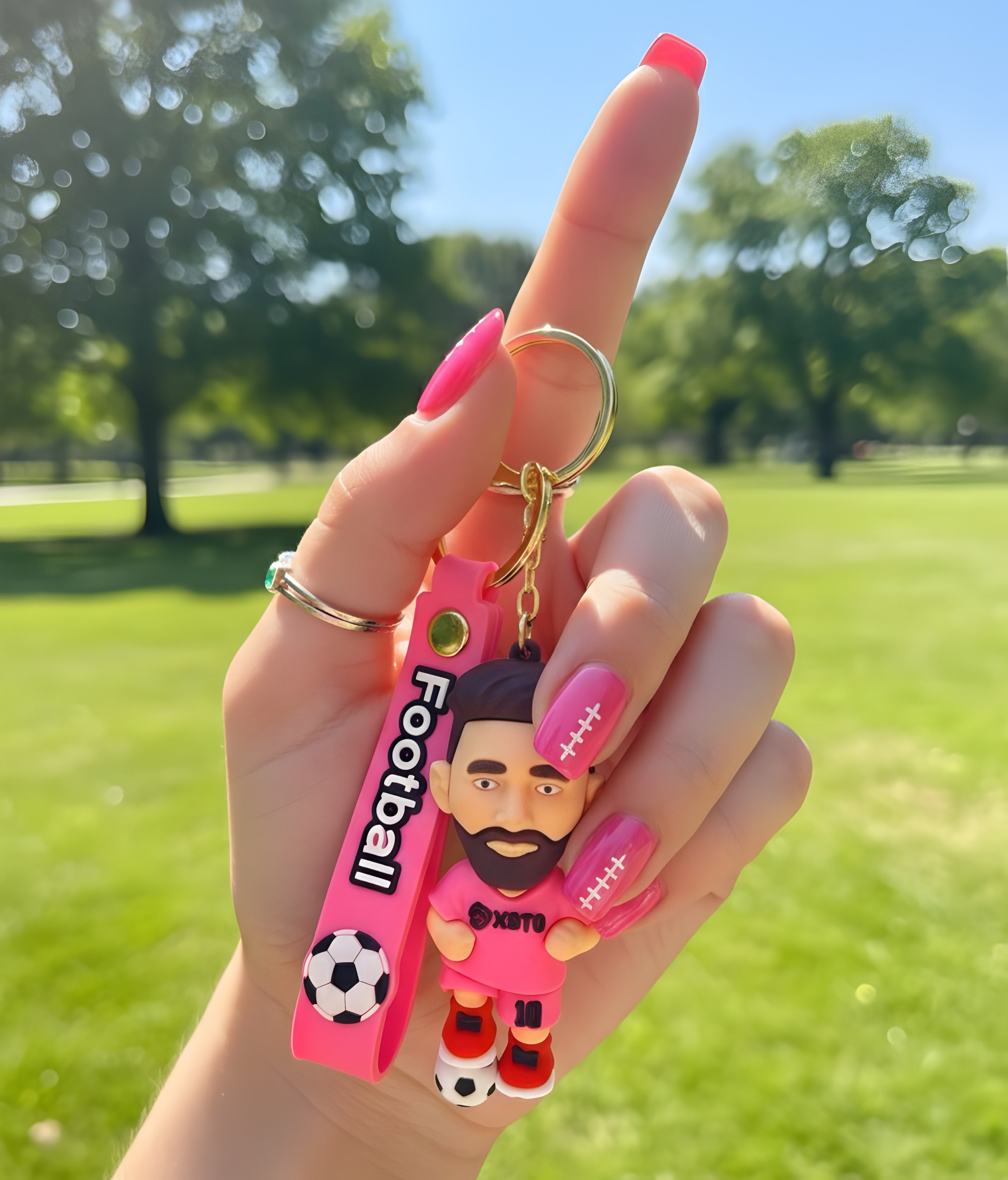 Lionel Messi Pink Jersey Chibi Silicone Keyring