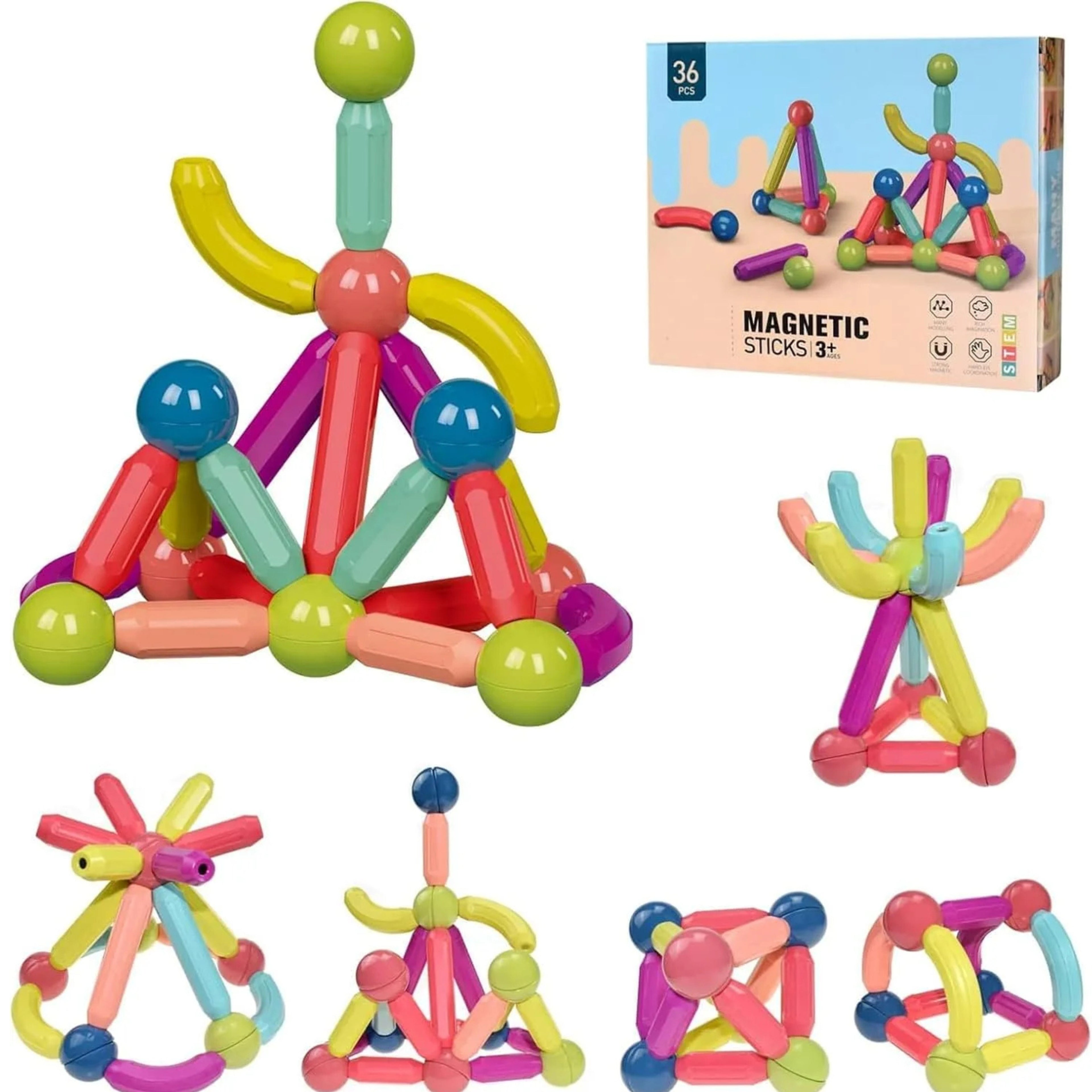 Magnetic Building Blocks for Kids, Educational Magnetic Tiles Set for Toddlers & Children, 3+ Years Old, STEM  (36 pcs)
