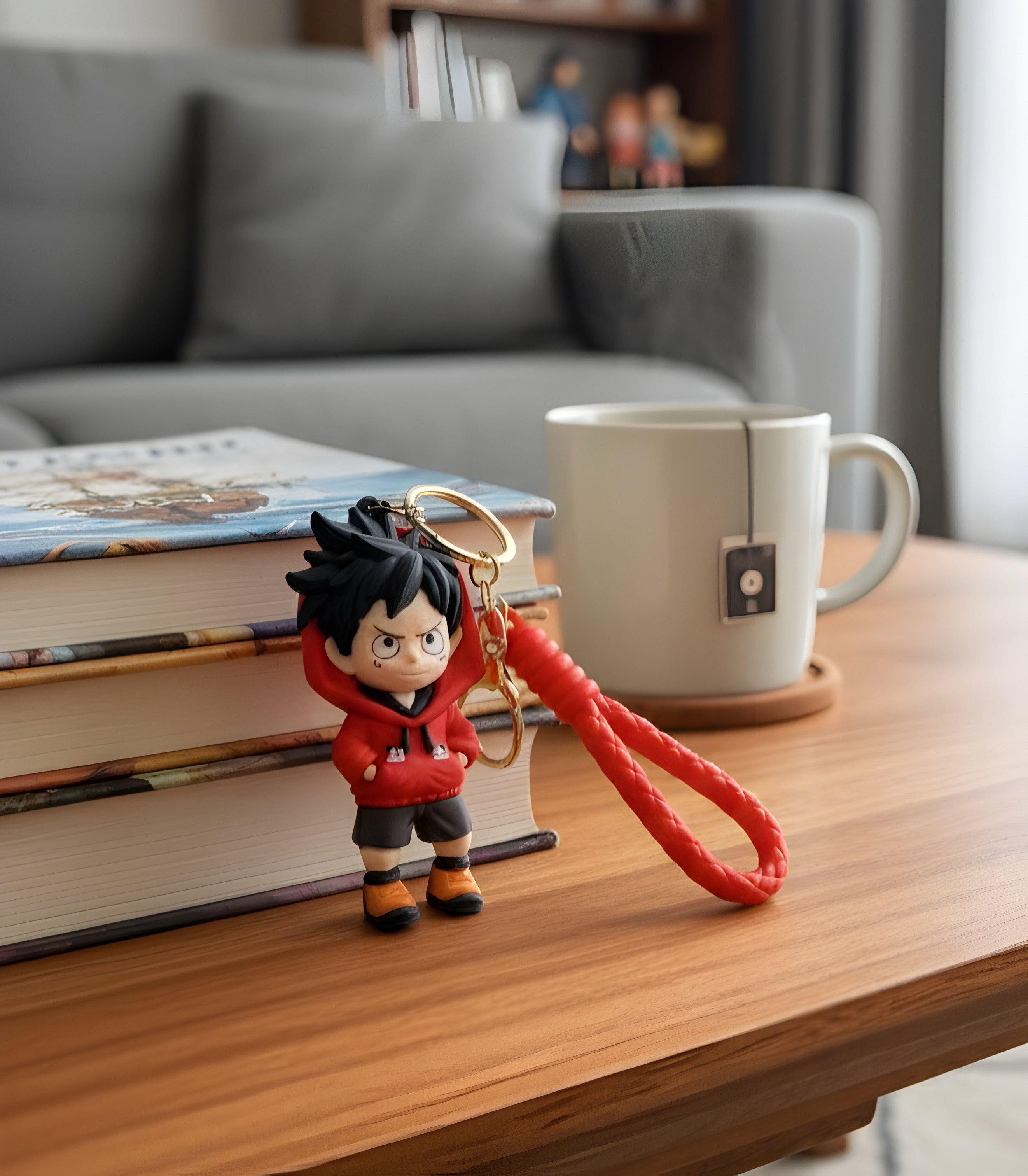 Luffy Red Hoodie Chibi Silicone Keyring (One Piece)