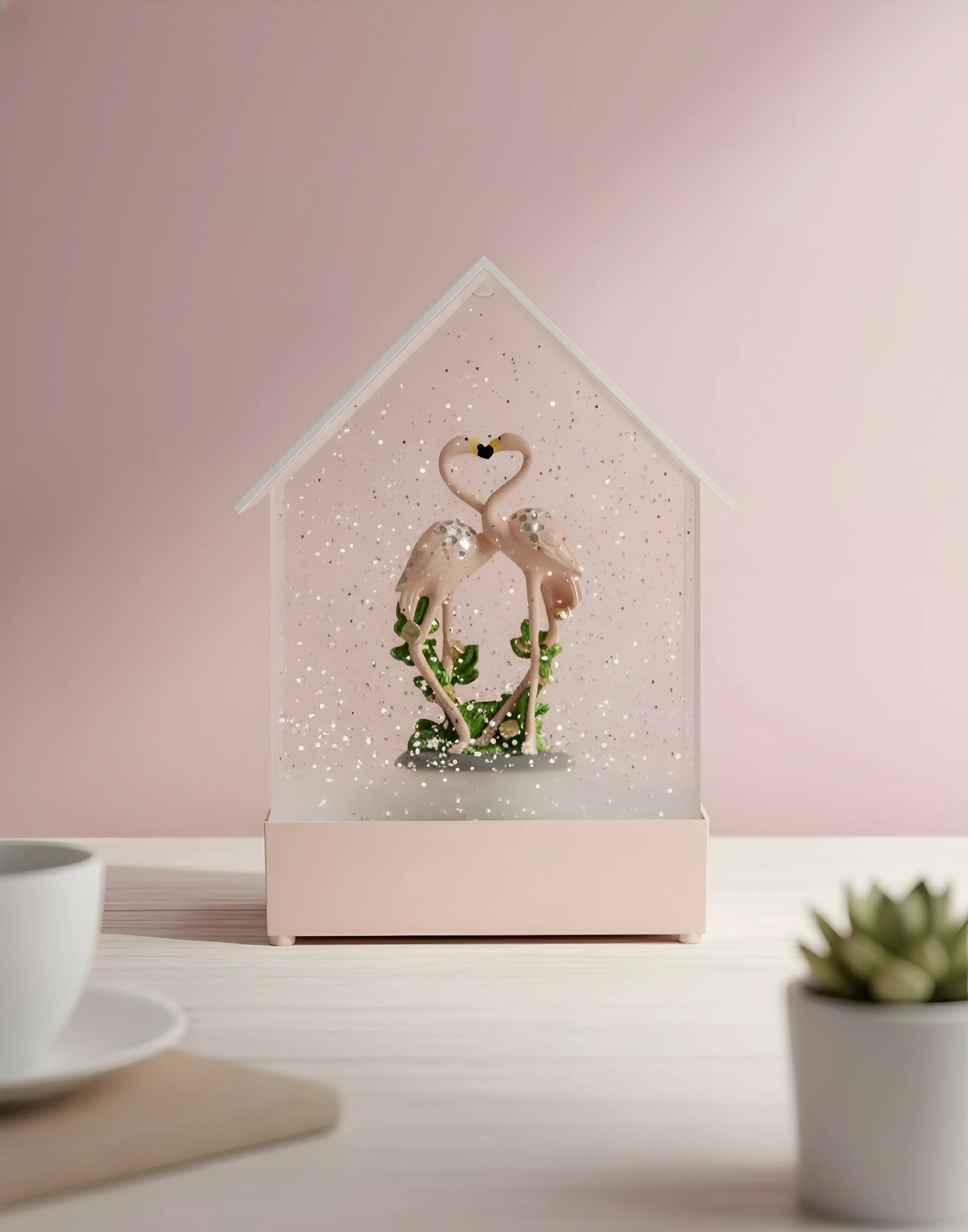 "Flamingo Love" Musical Decor Globe