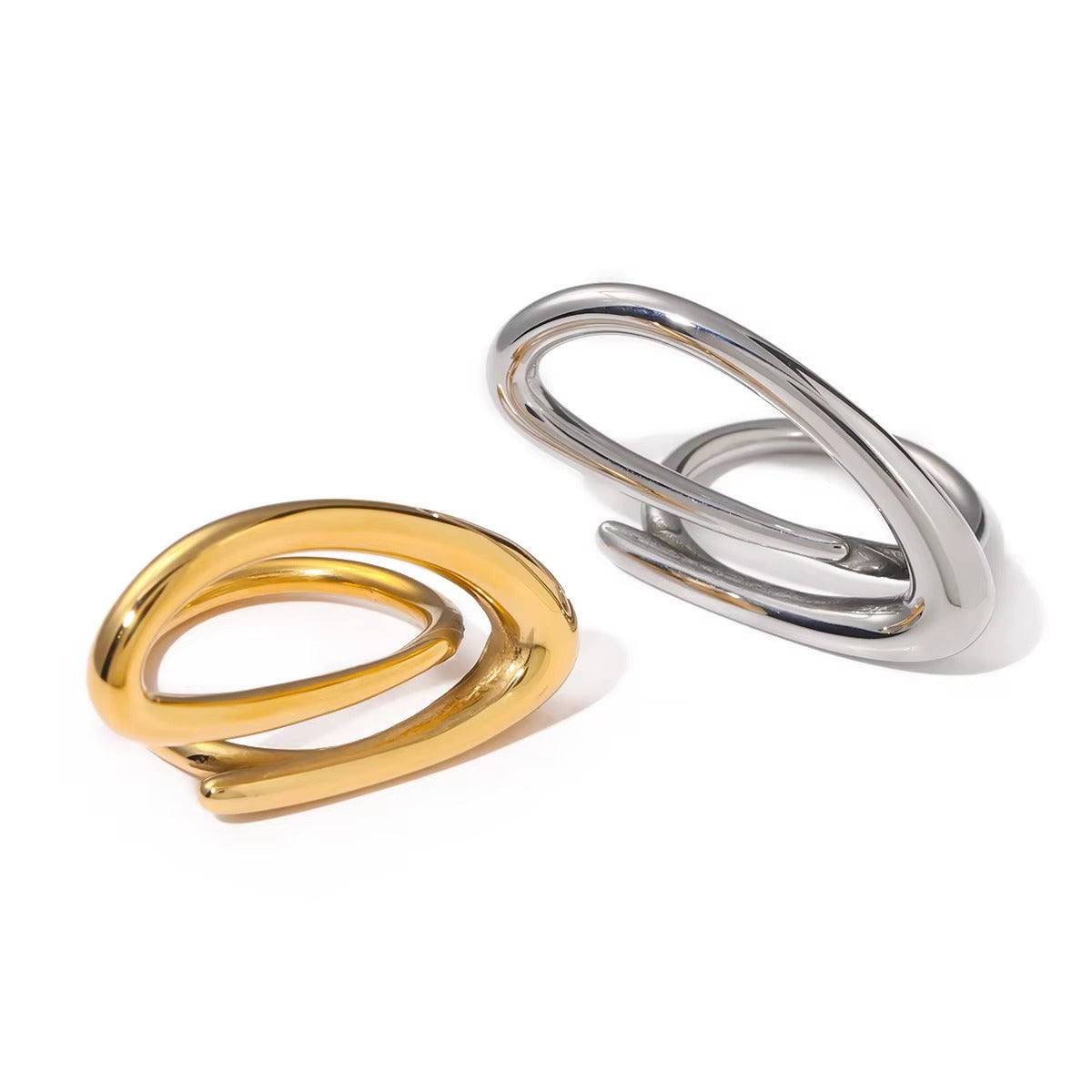 Abstract Loop Open-Ended Silver Ring