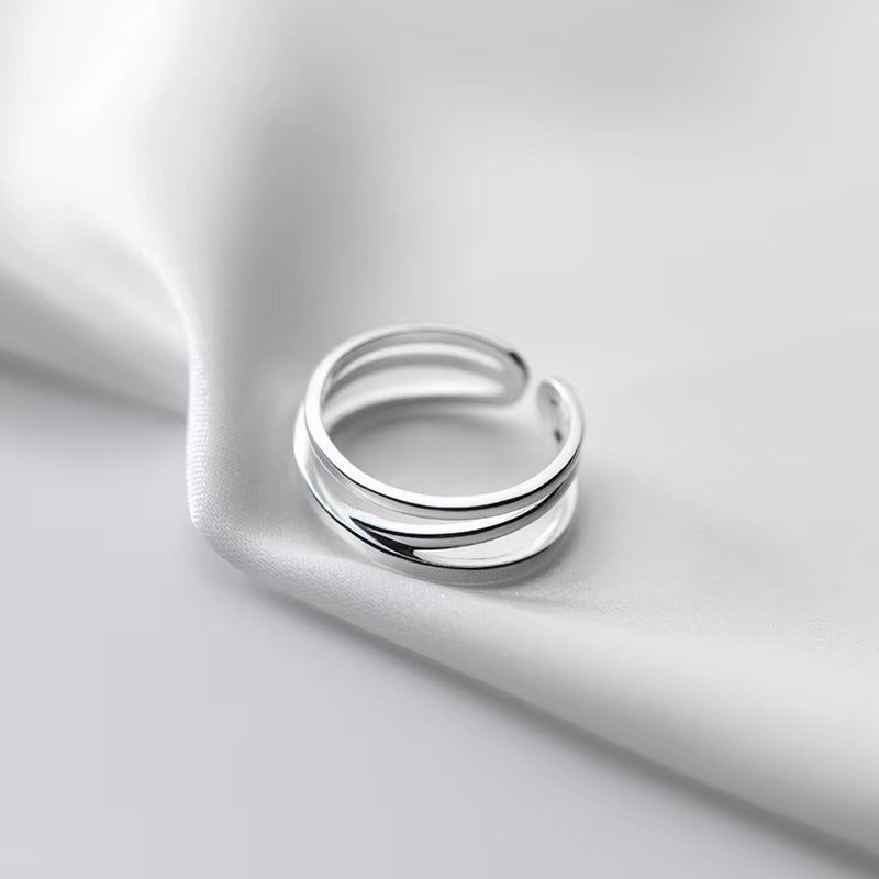 Sleek Triple Band Open Silver Ring
