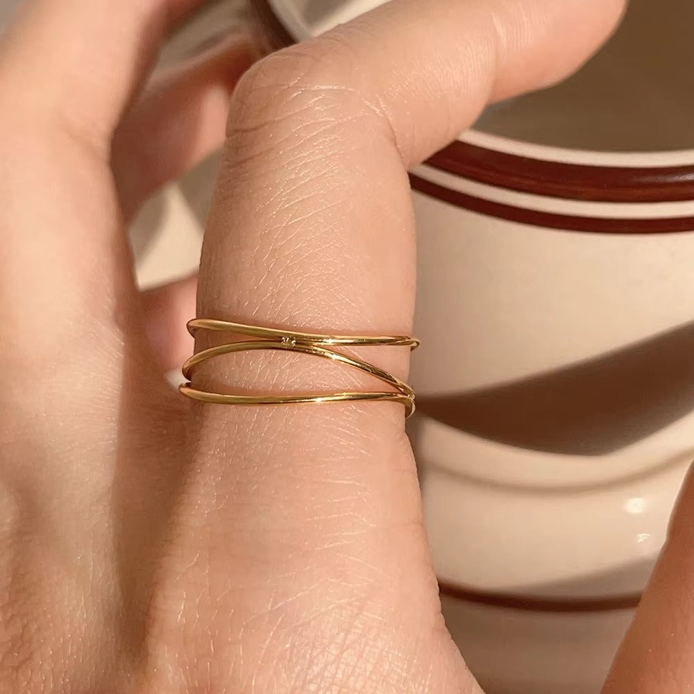 Minimalist Gold Plated Criss-Cross Ring