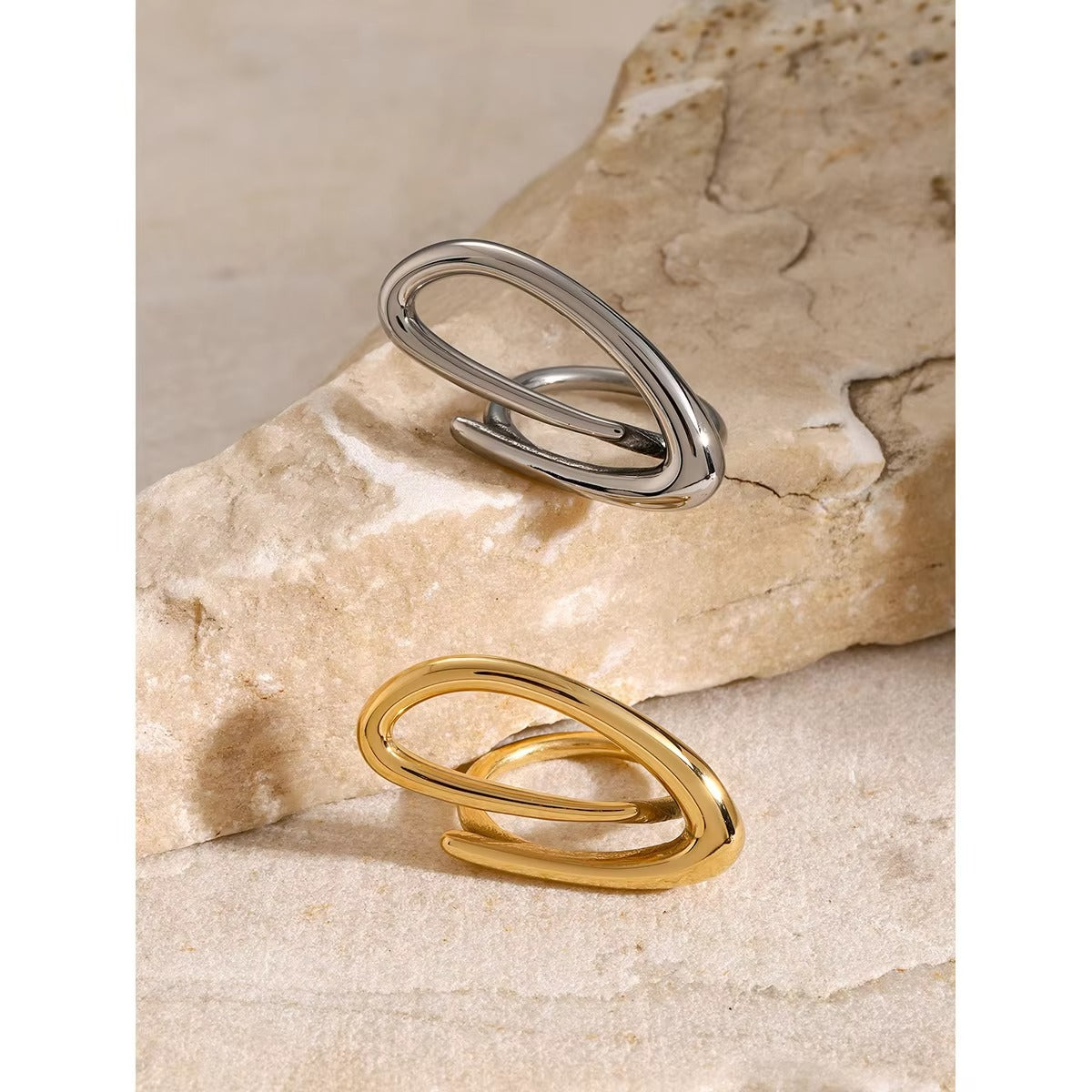 Abstract Loop Open-Ended Gold Ring