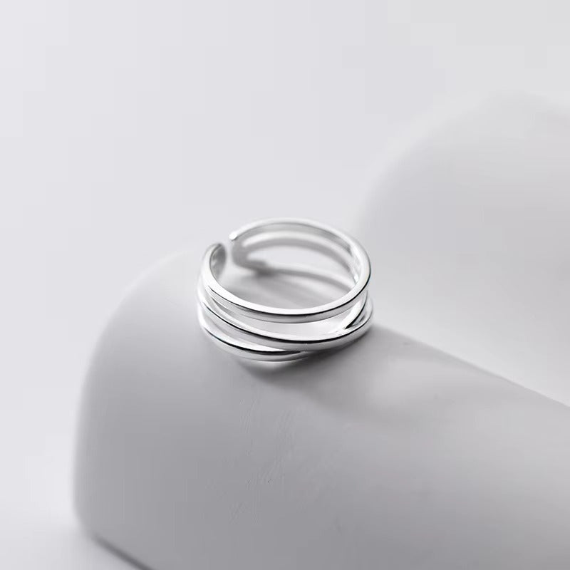Sleek Triple Band Open Silver Ring