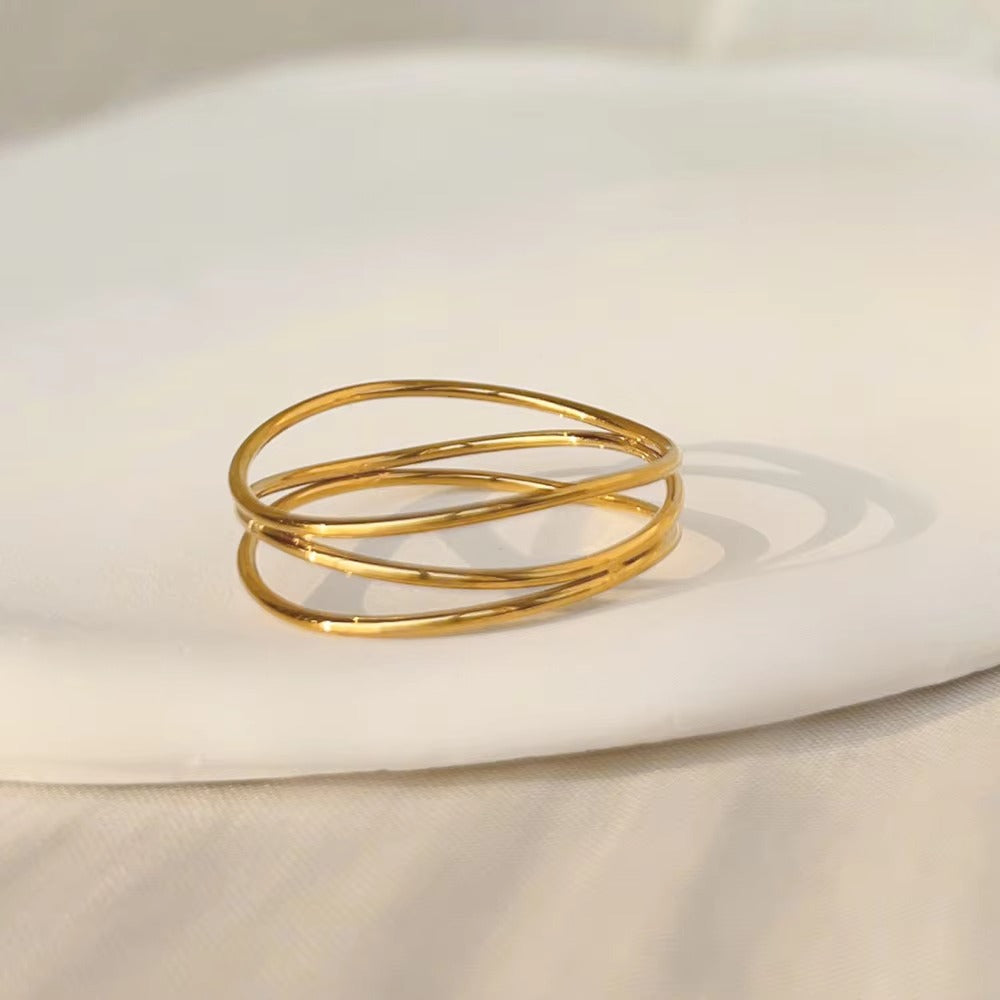 Minimalist Gold Plated Criss-Cross Ring