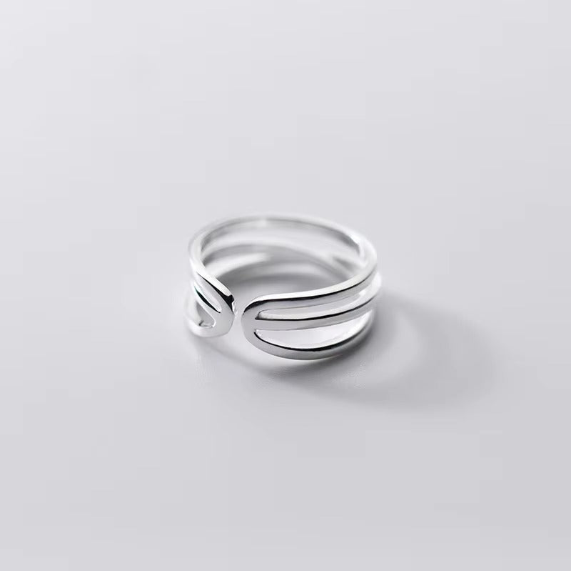 Sleek Triple Band Open Silver Ring