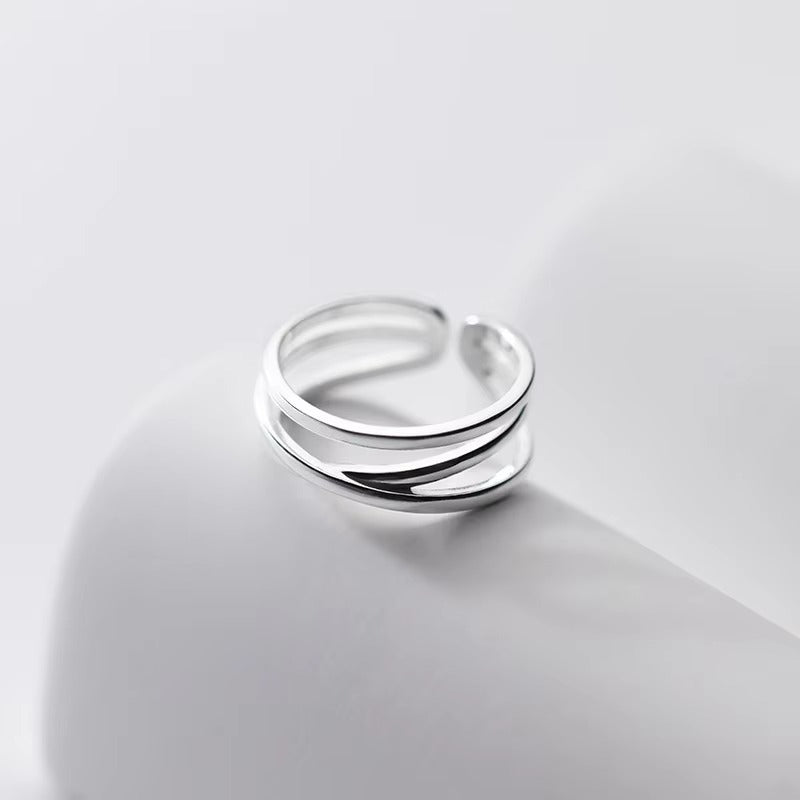 Sleek Triple Band Open Silver Ring