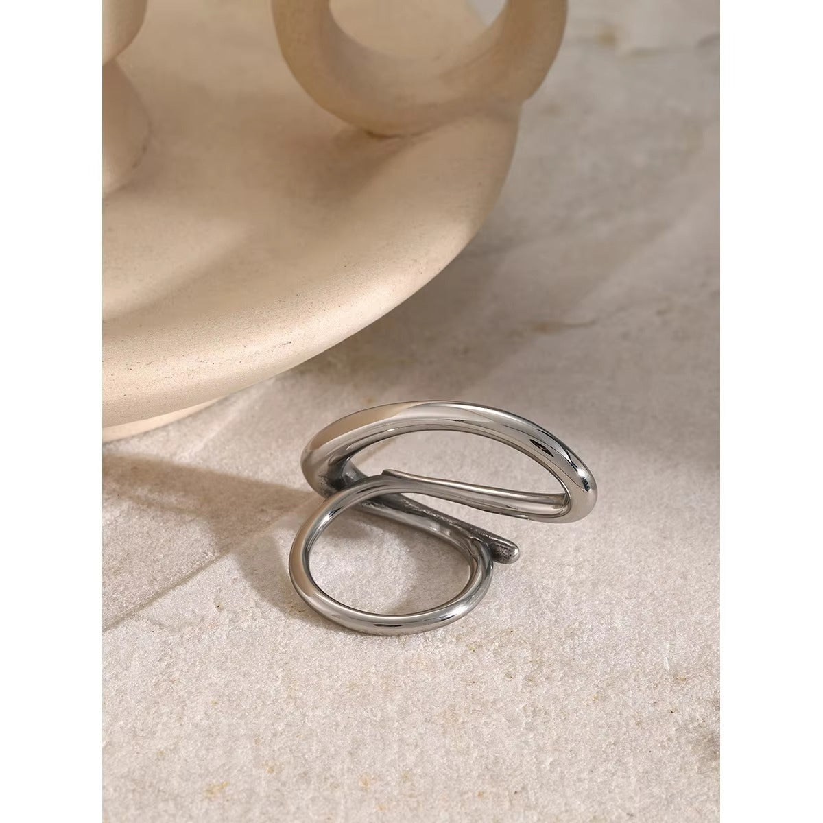 Abstract Loop Open-Ended Silver Ring