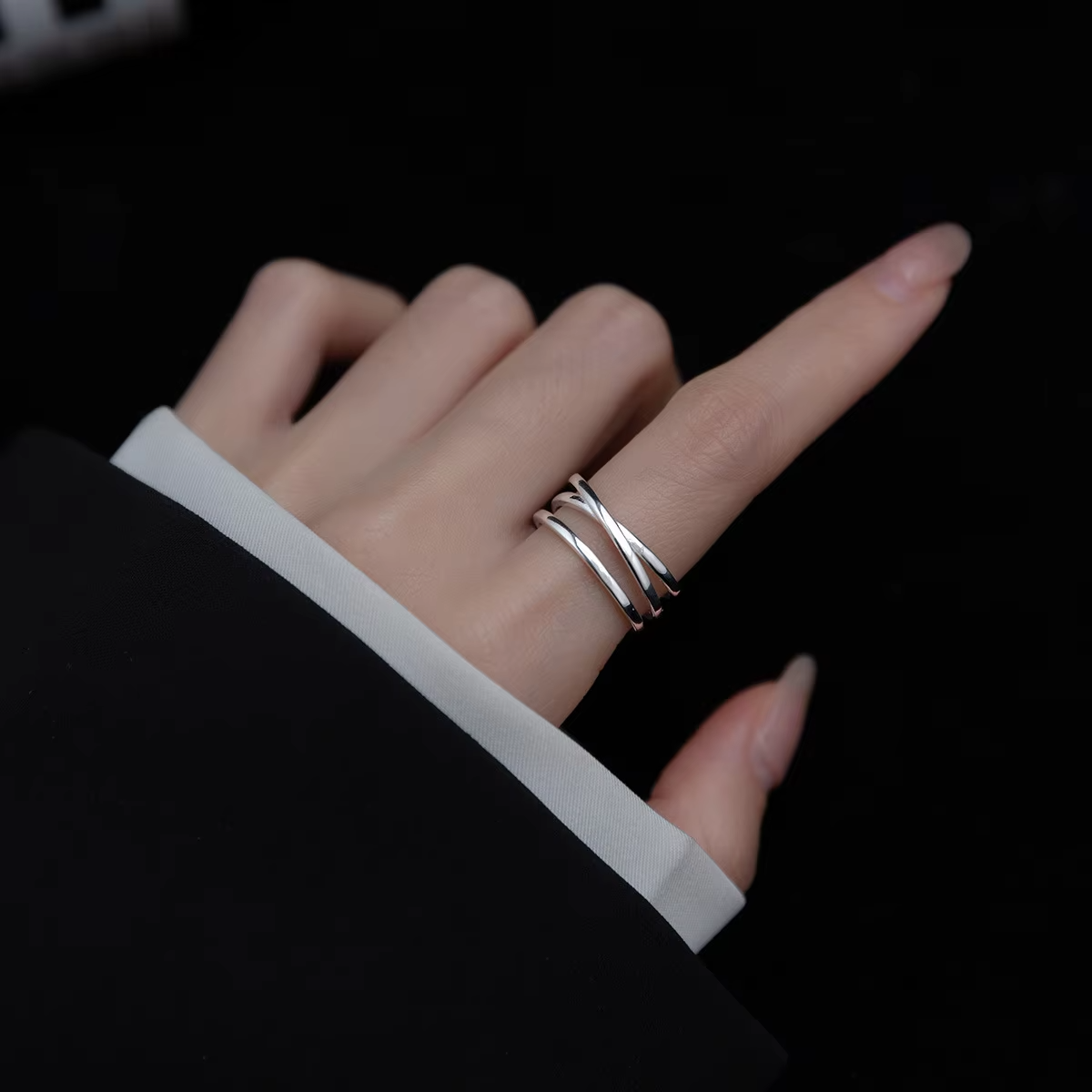 Sleek Triple Band Open Silver Ring